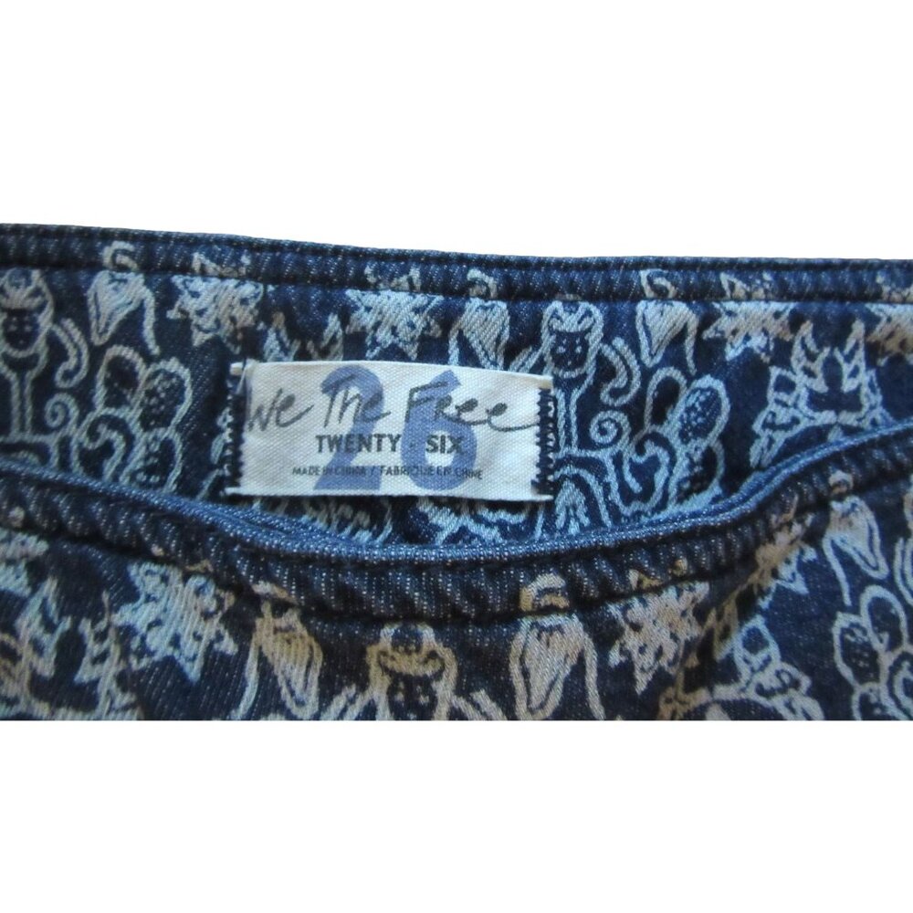 We the Free, Free People Journey Wide Flare Boho Blue Floral Jeans in Size 26 - Picture 5 of 7